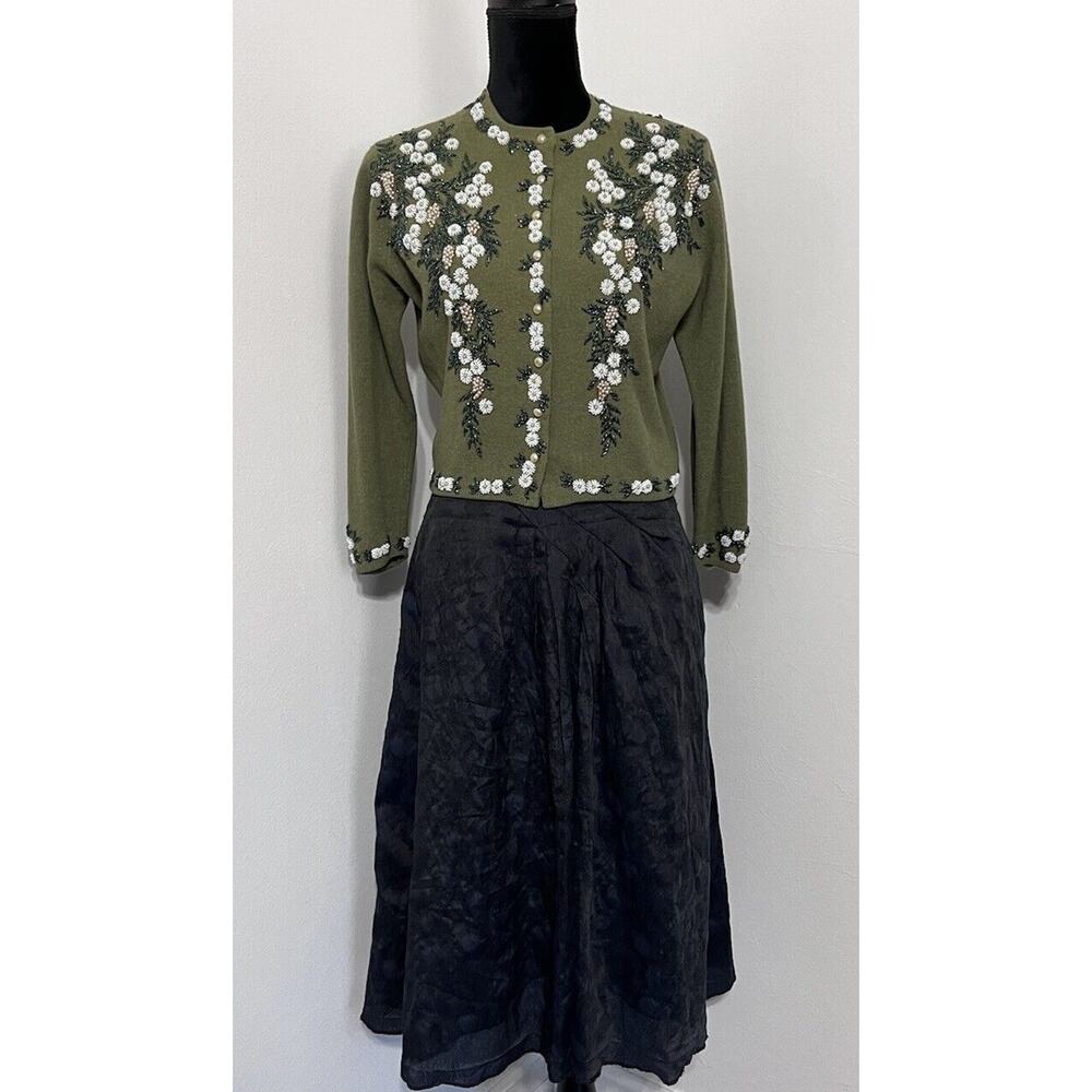 Veronika Maine Skirt Women Size 12 Midi Abstract Australia Italian‎ Fabric Blue